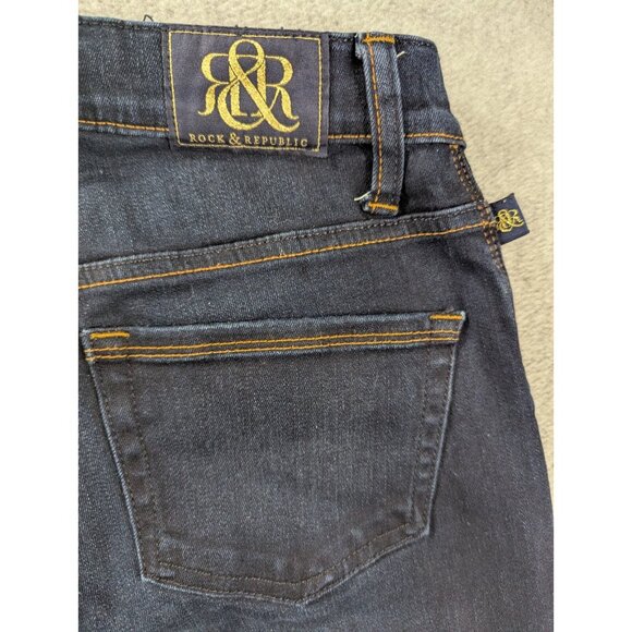 Rock Republic Jeans Womens Size 4 Blue Kendra Curvy Bootcut Whiskers Dark Wash - Picture 11 of 16